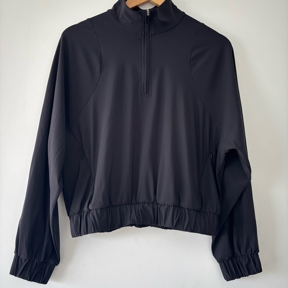 NWT Sweaty Betty Explorer Pullover Jacket in Black Cropped Cuff Half Zip Size S - Picture 6 of 16